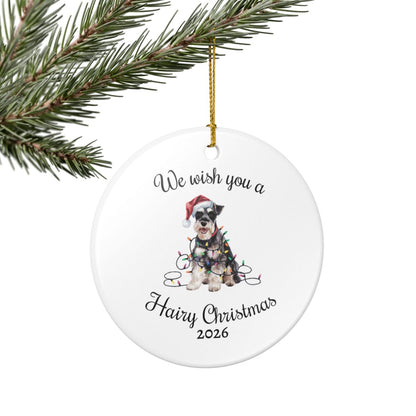 Christmas Schnauzer Ornament, Christmas Lights Dog Keepsake