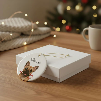 Personalized French Bulldog Candy Cane Ornament