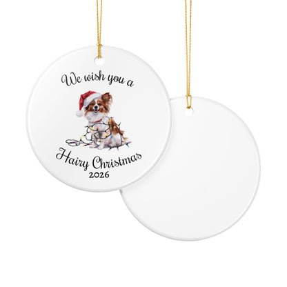 Christmas Papillon Ornament, Christmas Lights Dog Keepsake