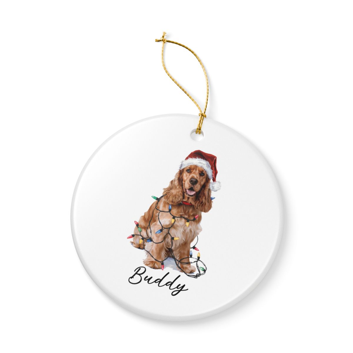 Personalized Cocker Spaniel Christmas Ornament, Custom Dog Ornament, Pet Name Holiday Keepsake