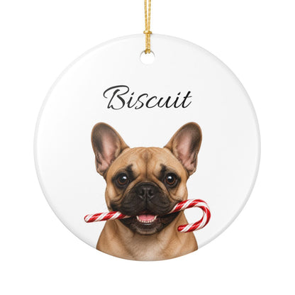 Personalized French Bulldog Candy Cane Ornament