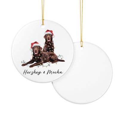 Chocolate Labradors Ornament, Personalized Dog Christmas Decor