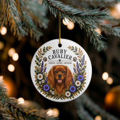 Ruby Cavalier Ornament, Cavalier King Charles Spaniel Gift, Ruby Cavalier Dog Mom Keepsake