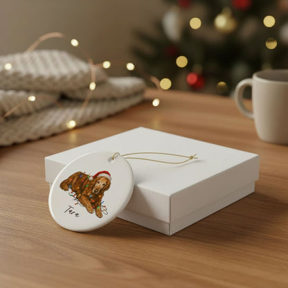 Personalized Dog Photo Christmas Ornament Custom Pet Name Ceramic Keepsake