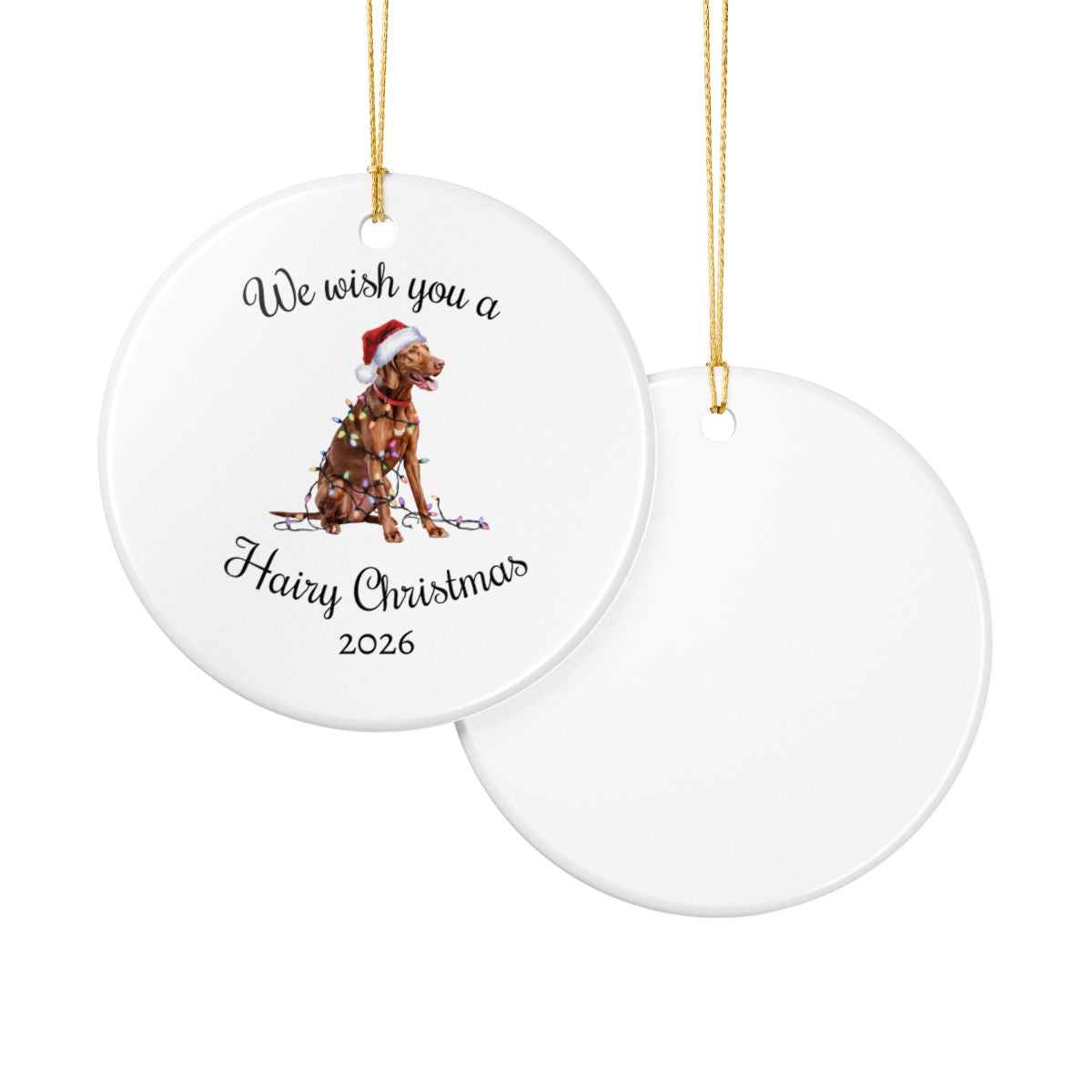 Christmas Vizsla Ornament, Christmas Lights Dog Keepsake