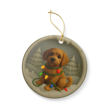 Personalized Labradoodle Christmas Ornament, 3D Clay-Style Dog Keepsake with Lights