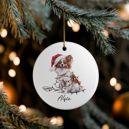 Papillon Personalized Ornament, Custom Dog Keepsake