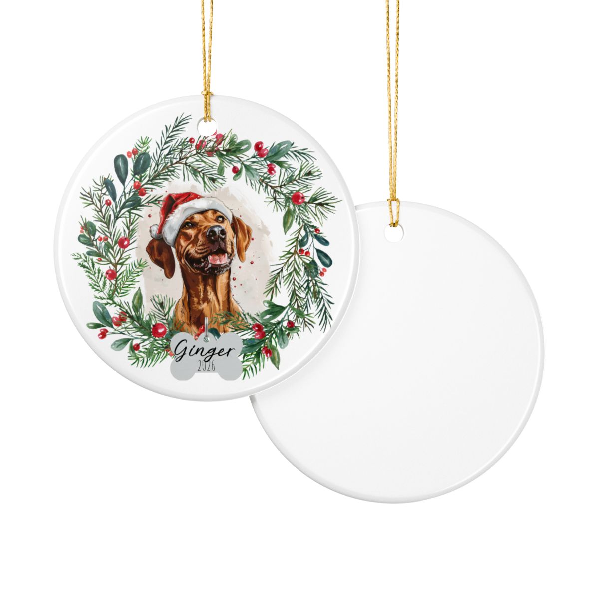 Personalized Rhodesian Ridgeback Christmas Ornament