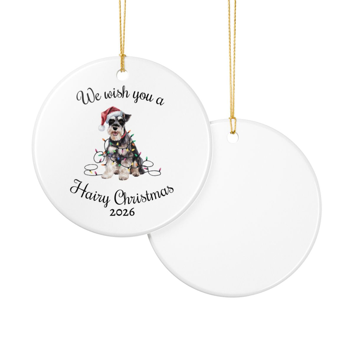 Christmas Schnauzer Ornament, Christmas Lights Dog Keepsake