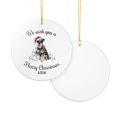 Christmas Schnauzer Ornament, Christmas Lights Dog Keepsake