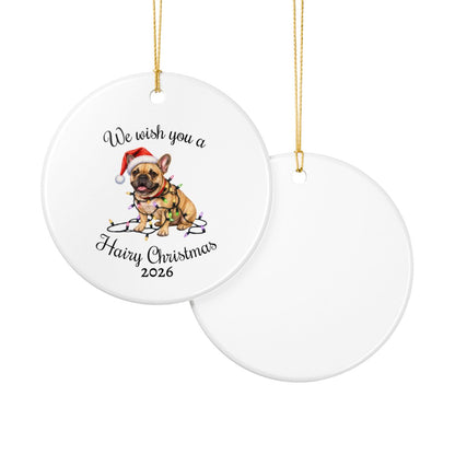 Christmas Fawn French Bulldog Ornament, Frenchie Mom, Christmas Lights Dog Keepsake, Christmas Dog, Gift For Dog Lover