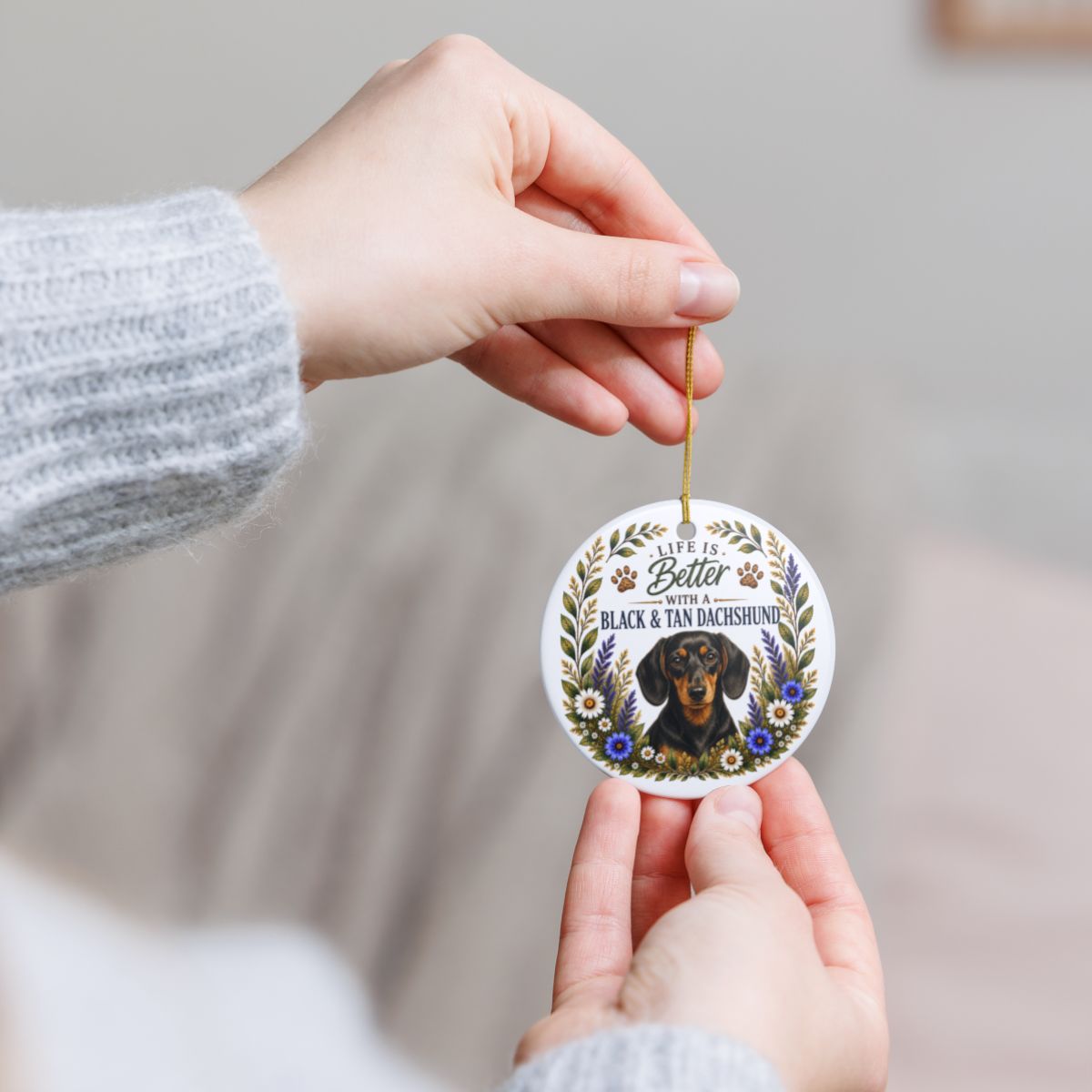 Black and Tan Dachshund Ornament, Doxie Lover Gift, Dachshund Mom Gift, Dog Keepsake