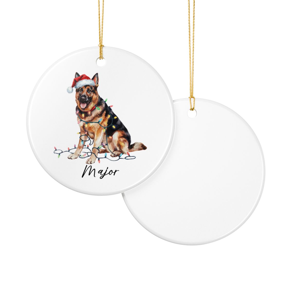 German Shepherd Ornament Ceramic Keepsake Christmas Dog Lover Gift Personalized Xmas Decor