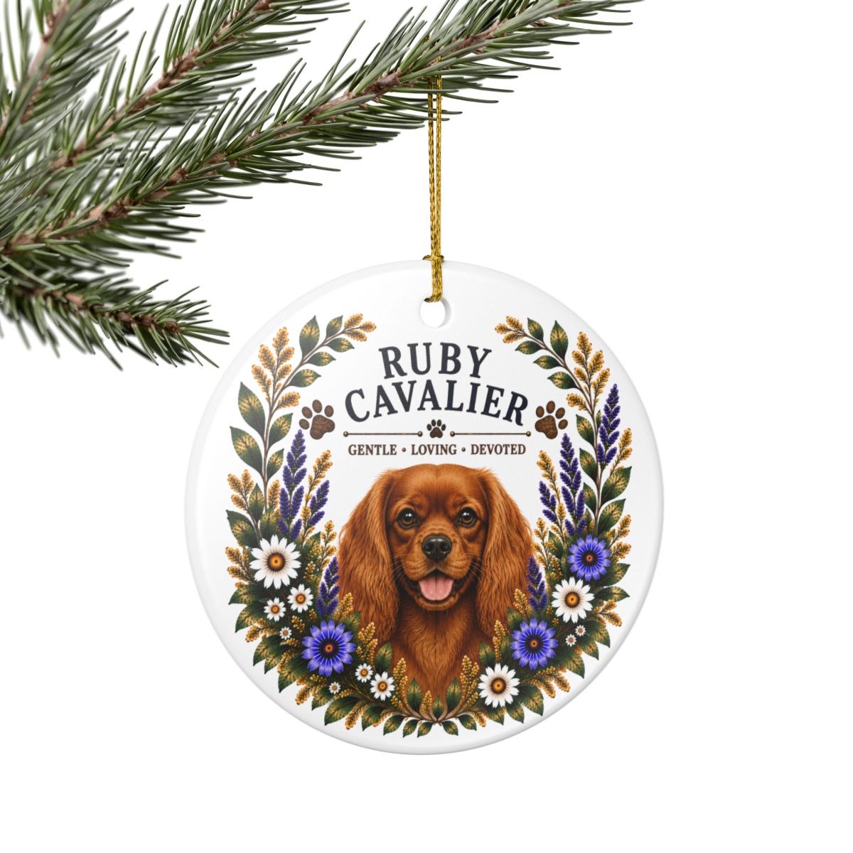 Ruby Cavalier Ornament, Cavalier King Charles Spaniel Gift, Ruby Cavalier Dog Mom Keepsake