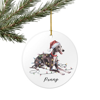 Personalized Greyhound Christmas Ornament, Ceramic Dog Lover Gift, Holiday Pet Keepsake