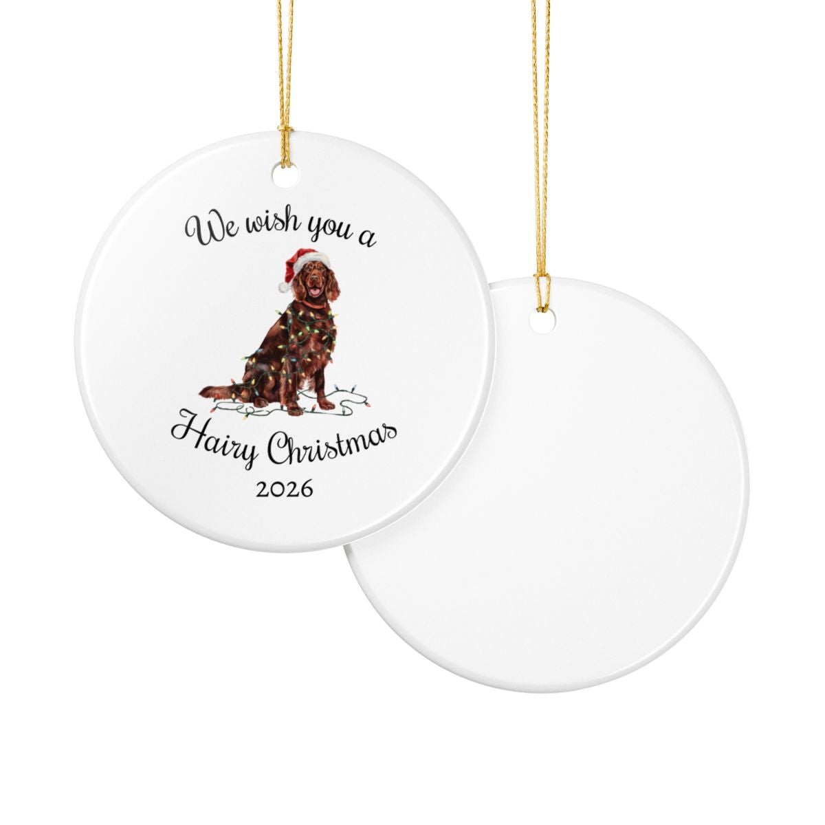 Christmas Irish Setter Ornament, Christmas Lights Dog Keepsake