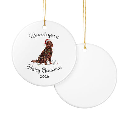 Christmas Irish Setter Ornament, Christmas Lights Dog Keepsake