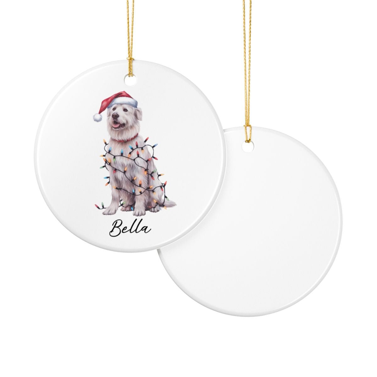 Personalized Kuvasz Dog Ornament: Ceramic Pet Christmas Keepsake with Lights