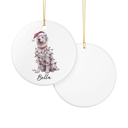 Personalized Kuvasz Dog Ornament: Ceramic Pet Christmas Keepsake with Lights