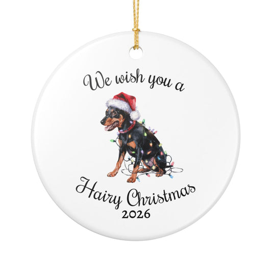 Christmas Miniature Pinscher Ornament, Christmas Lights Dog Keepsake