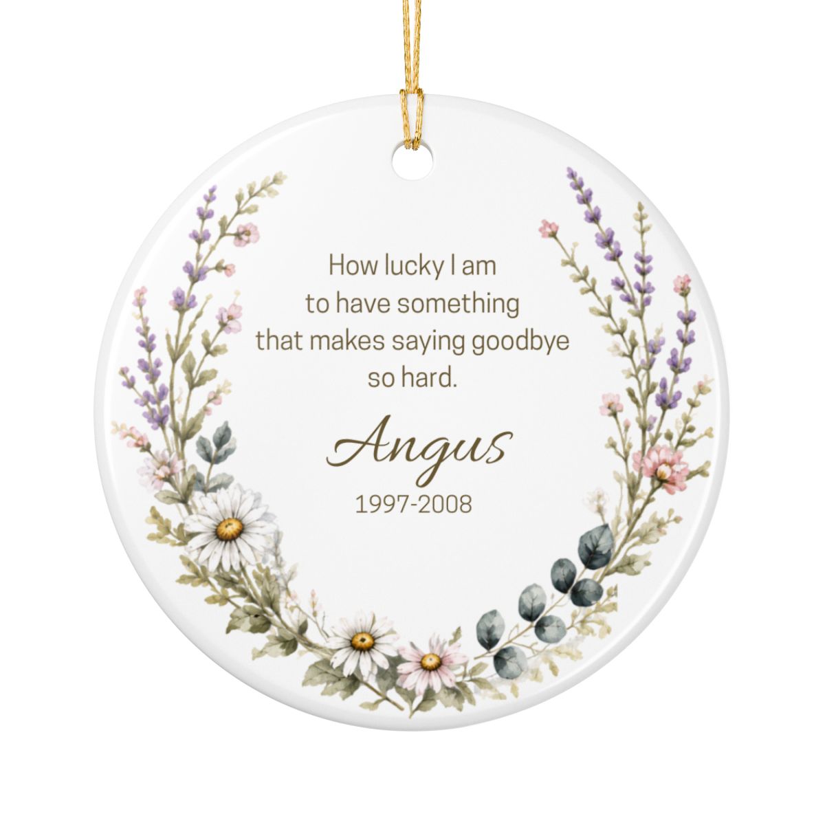 Personalized Pet Memorial Ornament, Custom Wildflower Dog Photo Sympathy Keepsake Gift