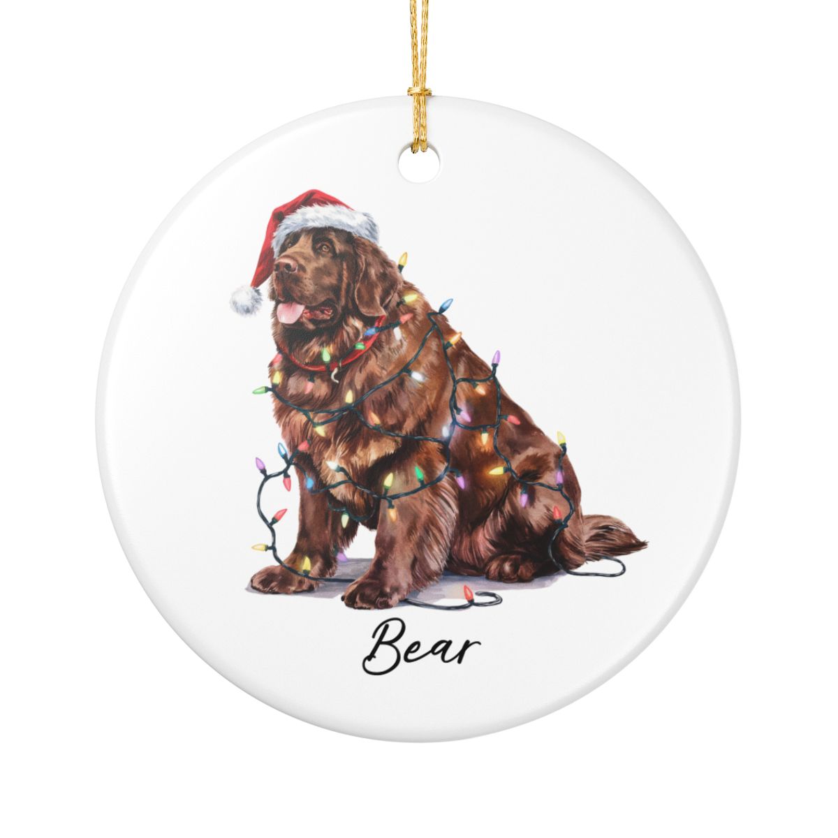 Brown Newfoundland Ornament, Custom Dog Keepsake
