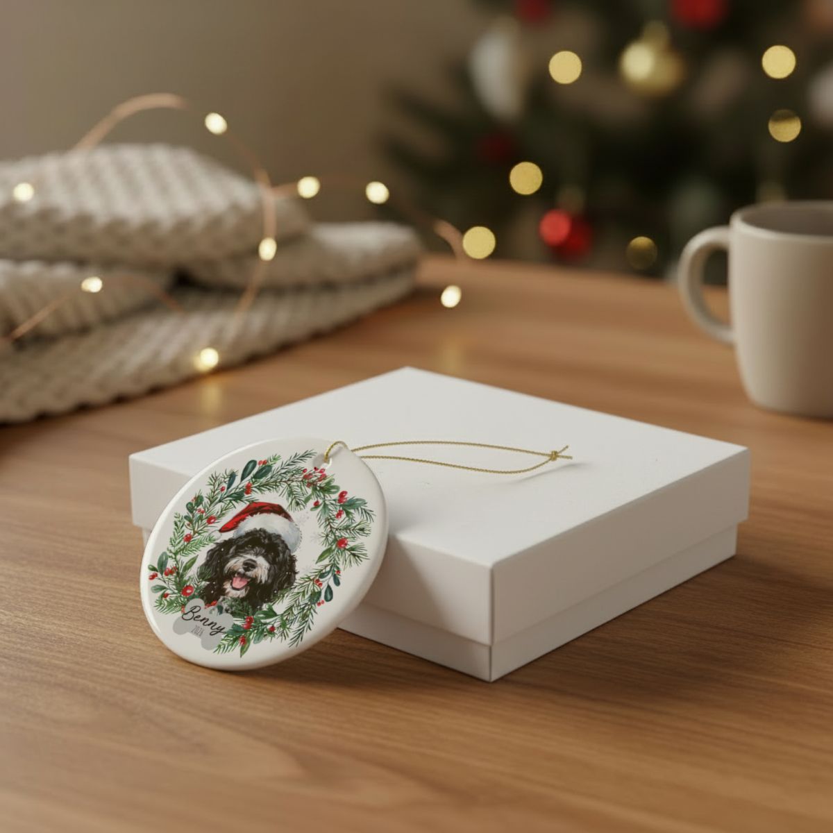 Personalized Portuguese Water Dog Christmas Ornament