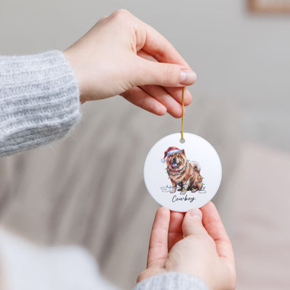 Personalized Chow Chow Christmas Ornament, Festive Dog Lights, Ceramic Holiday Keepsake