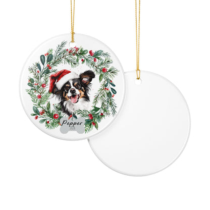 Personalized Papillon Christmas Ornament