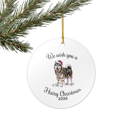 Christmas Alaskan Malamute Ornament, Christmas Lights Dog Keepsake, Christmas Dog, Alaskan Malamute Mom, Gift For Dog Lover