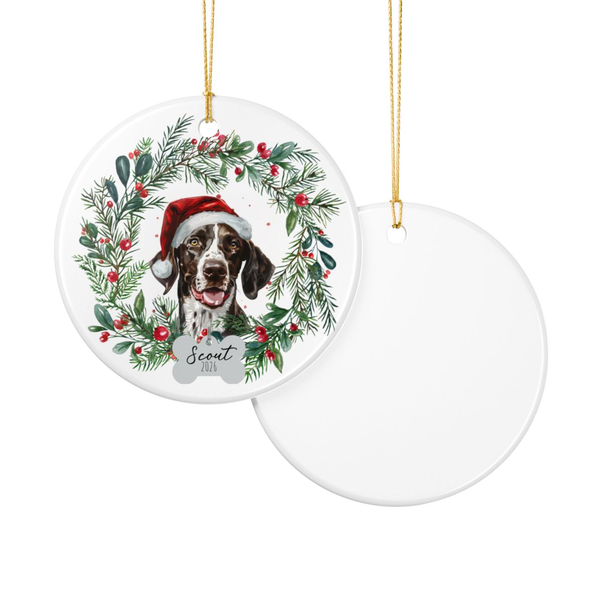 Personalized English Pointer Christmas Ornament