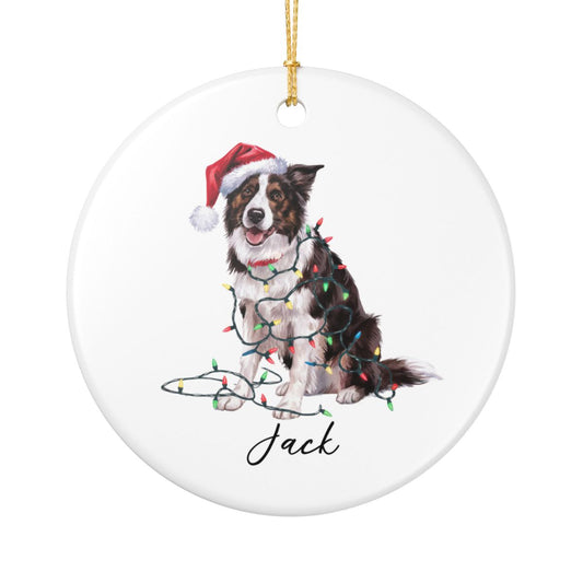 Personalized Border Collie Christmas Ornament, Festive Dog Lover Ceramic Keepsake
