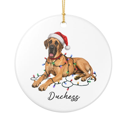Personalized Fawn Great Dane Christmas Ornament, Festive Dog Keepsake