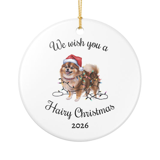 Christmas Pomeranian Ornament, Christmas Lights Dog Keepsake