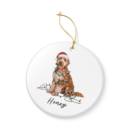 Personalized Goldendoodle Ceramic Ornament, Dog Lover Holiday Keepsake, Festive Xmas Tree Decoration