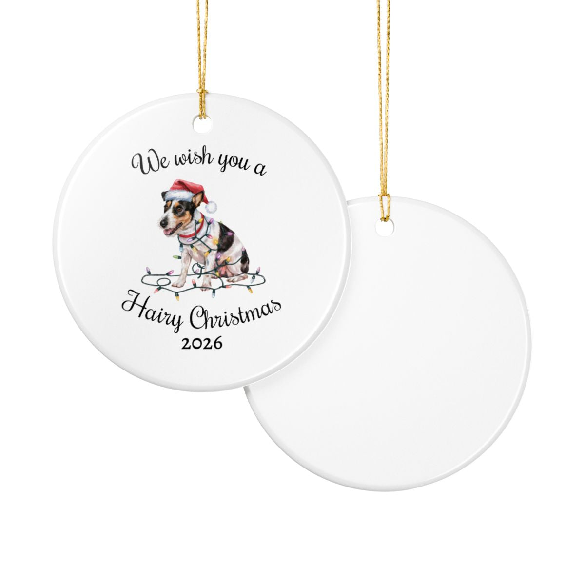 Christmas Rat Terrier Ornament, Christmas Lights Dog Keepsake