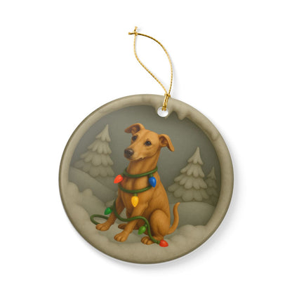 Personalized Greyhound Christmas Ornament, 3D Clay-Style Dog Keepsake with Lights
