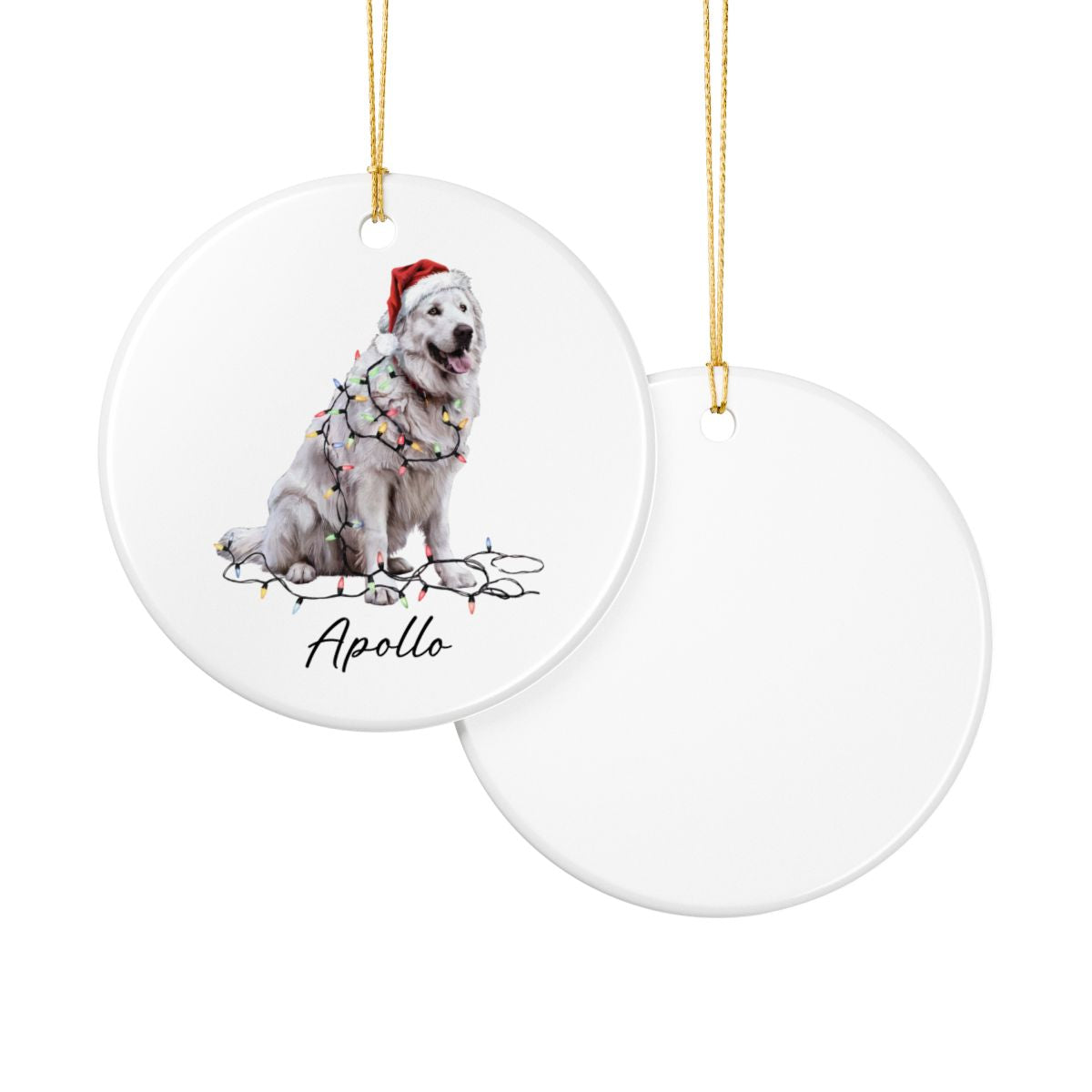 Personalized Pyrenees Ornament, Ceramic Dog Lover Christmas Tree Decor