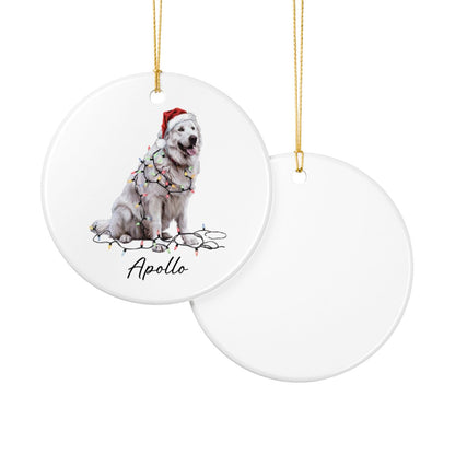 Personalized Pyrenees Ornament, Ceramic Dog Lover Christmas Tree Decor