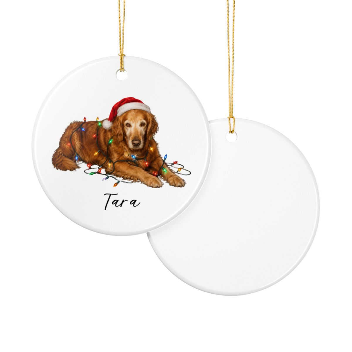 Personalized Dog Photo Christmas Ornament Custom Pet Name Ceramic Keepsake