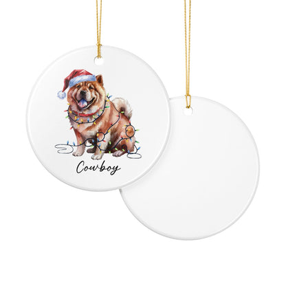 Personalized Chow Chow Christmas Ornament, Festive Dog Lights, Ceramic Holiday Keepsake