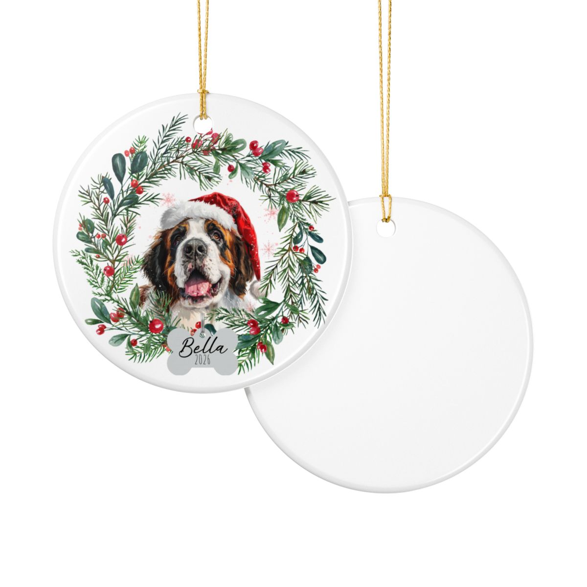Personalized Saint Bernard Christmas Ornament