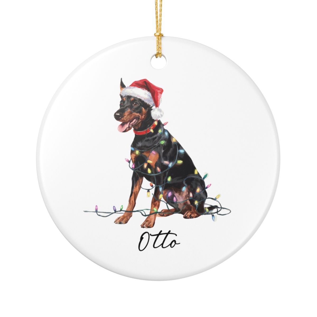 Personalized German Pinscher Christmas Ornament, Custom Dog Holiday Keepsake, Ceramic Pet Lover Decor
