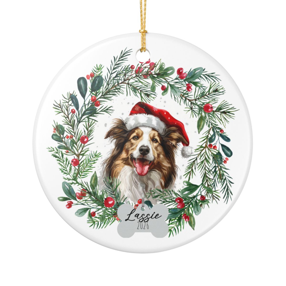 Personalized Collie Christmas Ornament