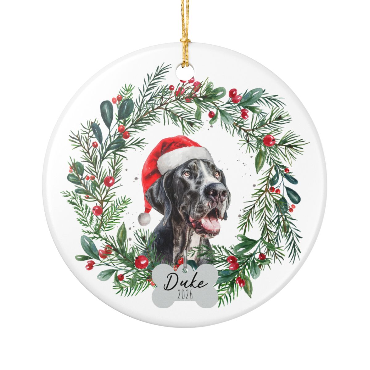 Personalized Great Dane Christmas Ornament