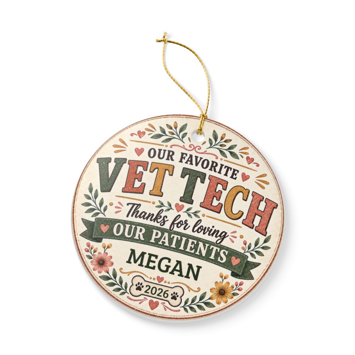 Personalized Vet Tech Ornament, Veterinary Technician Gift, Vet Clinic Coworker Christmas Gift