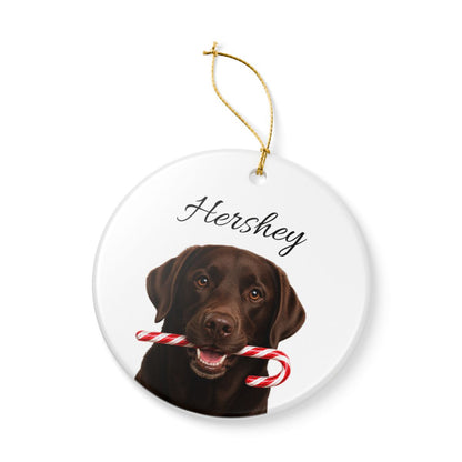 Personalized Chocolate Lab Candy Cane Ornament