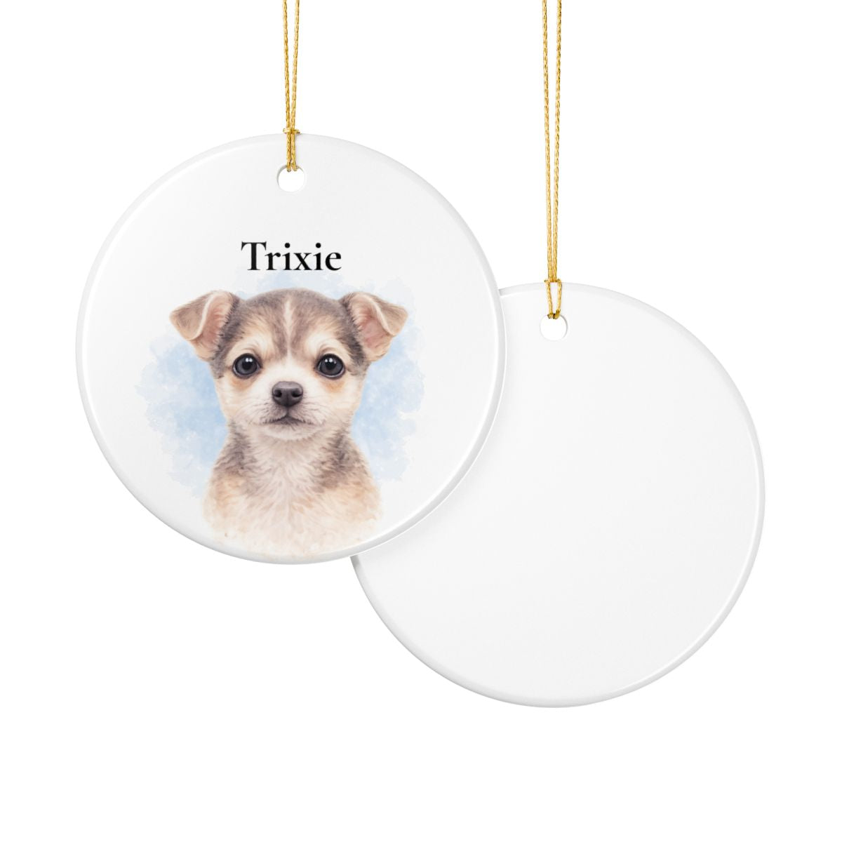 Personalized Watercolor Pet Ornament Custom Dog Cat Photo Christmas Gift