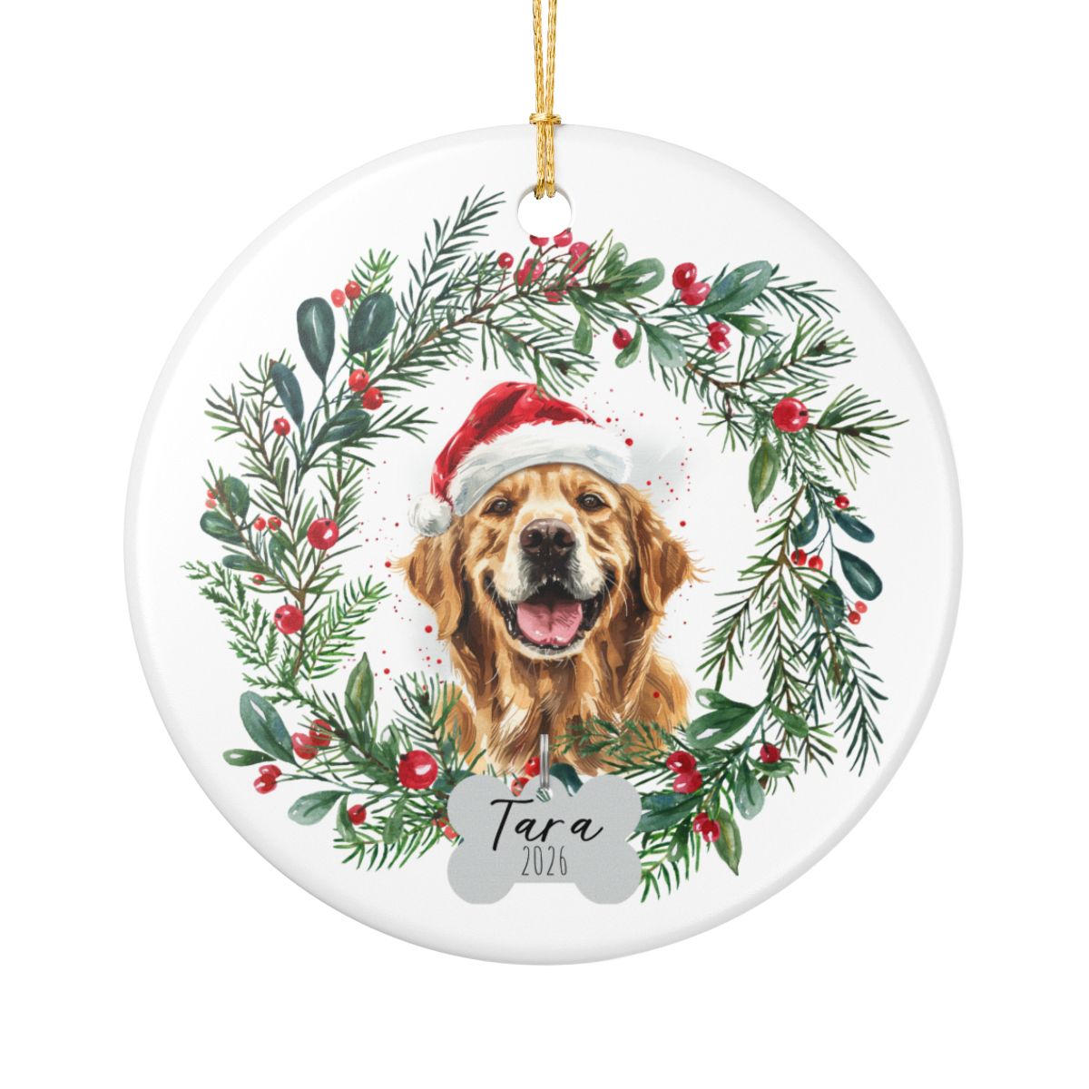 Personalized Golden Retriever Christmas Ornament
