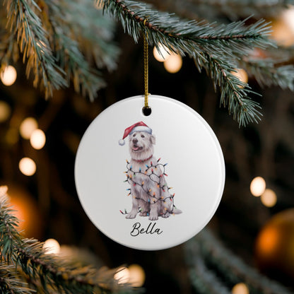 Personalized Kuvasz Dog Ornament: Ceramic Pet Christmas Keepsake with Lights